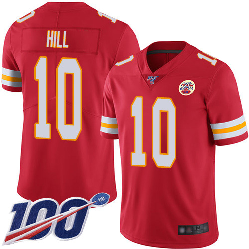 Youth Kansas City Chiefs 10 Hill Tyreek Red Team Color Vapor Untouchable Limited Player 100th Season Football Nike NFL Jersey